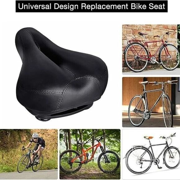 TONBUX Black Leather Comfort Dual Shock 10.6 x 8.2 in Bicycle Seats SU215 - Picture 5 of 7